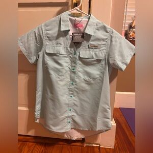 New Habit Women's Turquoise Check Button Down Shirt small